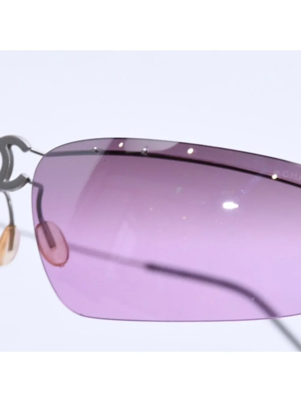 Chanel Folding Front CC Logo Sunglasses 62 17 Purple Lens Eyewear